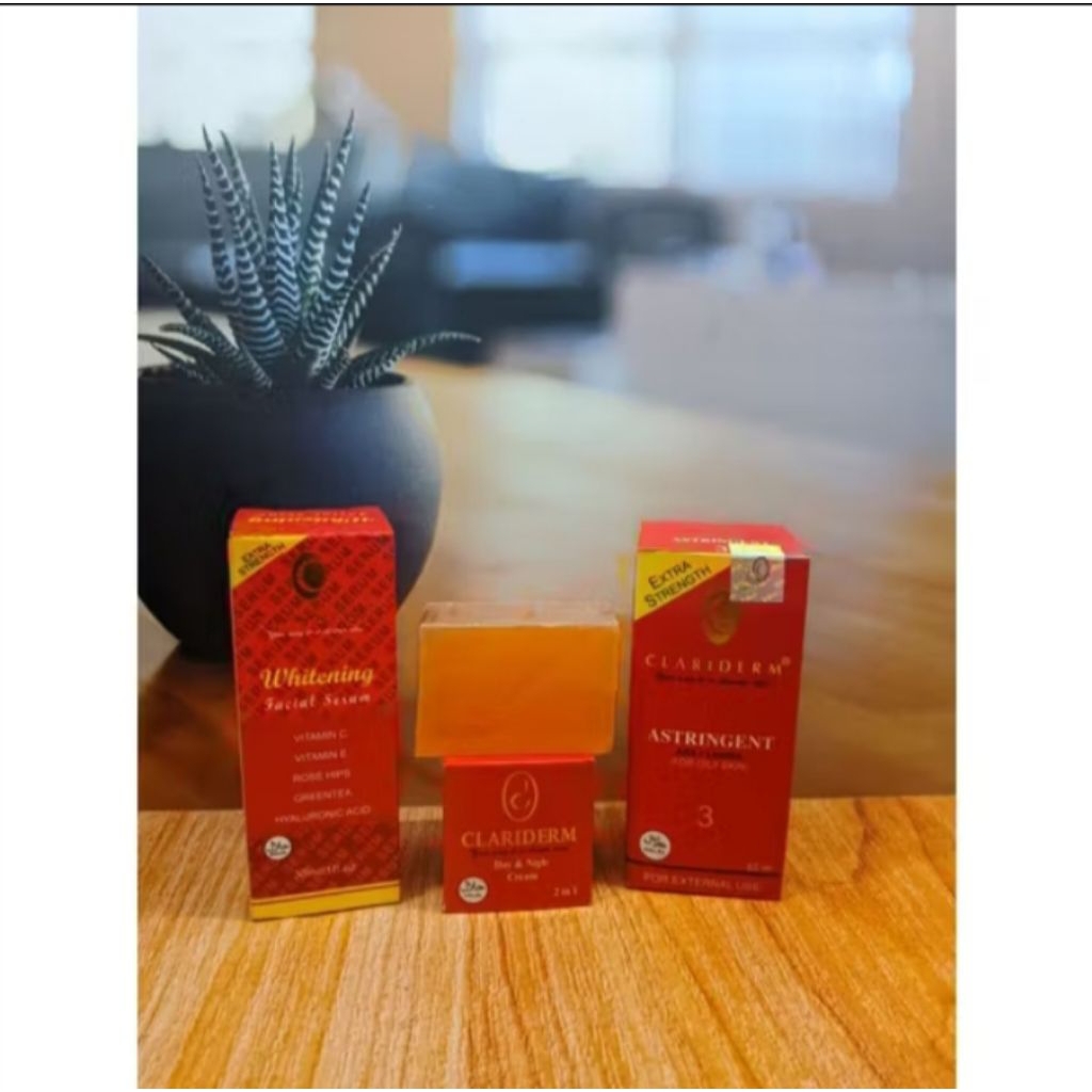 Paket CLARIDERM 5in1 (toner ori,cream susun,serum,sabun oren)
