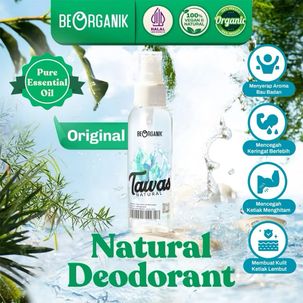 BEORGANIK TAWAS SPRAY 100ML / BEBAS BAU BADAN DAN KETIAK / NON ALKOHOL