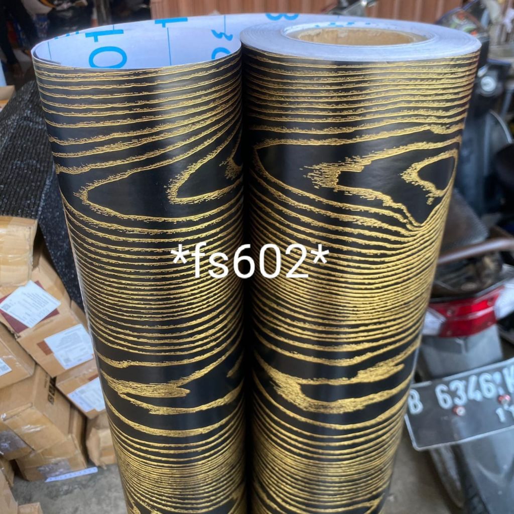HPL STIKER LANTAI WARNA EMAS KOMBINASI HITAM/HPL STIKER LANTAI TEBAL/HPL STIKER DAPUR MOTIF BAGUS SE