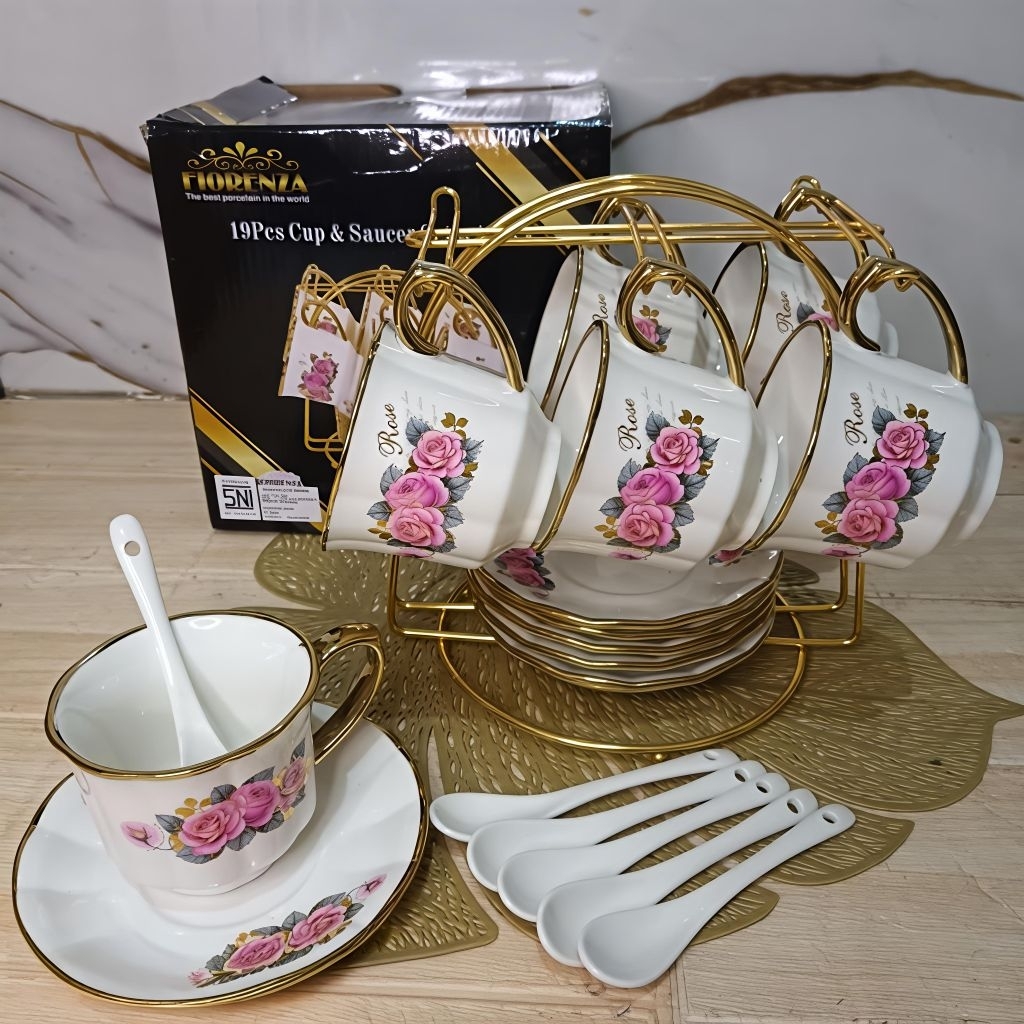 CANGKIR TATAKAN SET KERAMIK MARBLE FIORENZA 812C