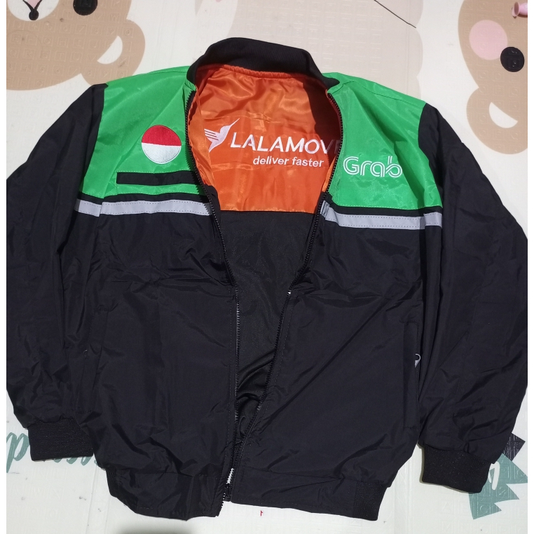 JAKET GRAB LALAMOVE SETENGAH HITAM GAK CEPET KOTOR MODEL KEREN SIMPLE BORDIR READY SIZE M L XL XXL X