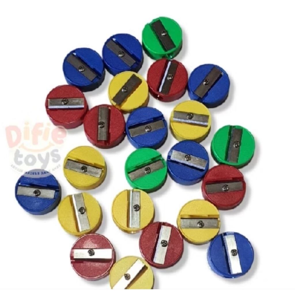 Paket Hemat 50 Pcs Serutan Pensil Bulat / Rautan Pensil Warna-Warni Murah