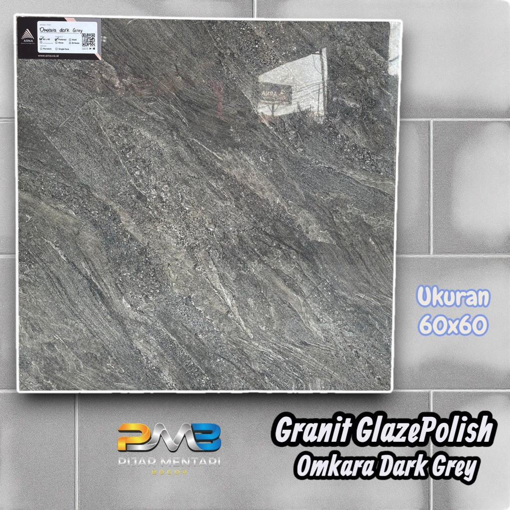 Granit Glazepolish Lantai Dinding OMKARA DARK GREY 60x60 ARNA