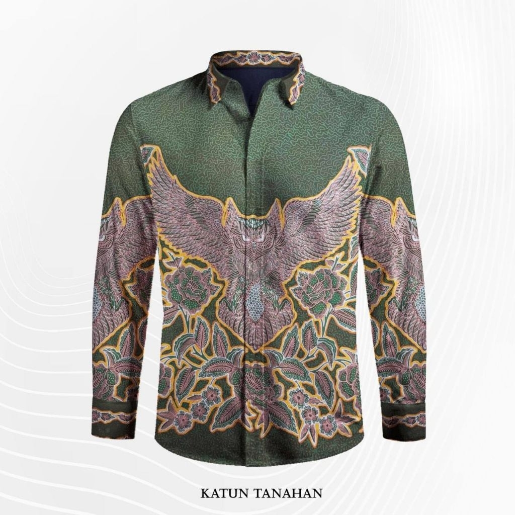 kain batik tulis pria katun tanahan warna hijau olive