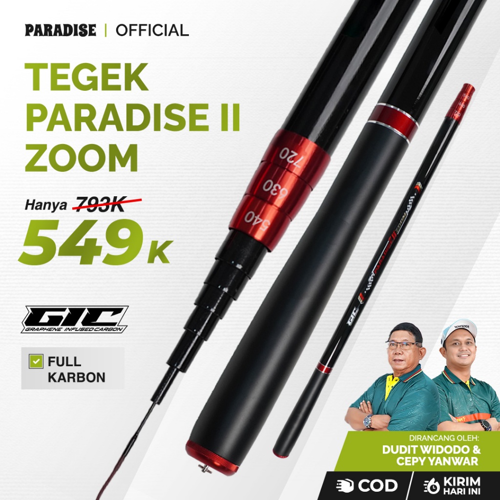 Paradise - TEGEK PARADISE II ZOOM NEW Full Carbon Series Kuat Ringan Super Sensitif 360-720 CM Joran