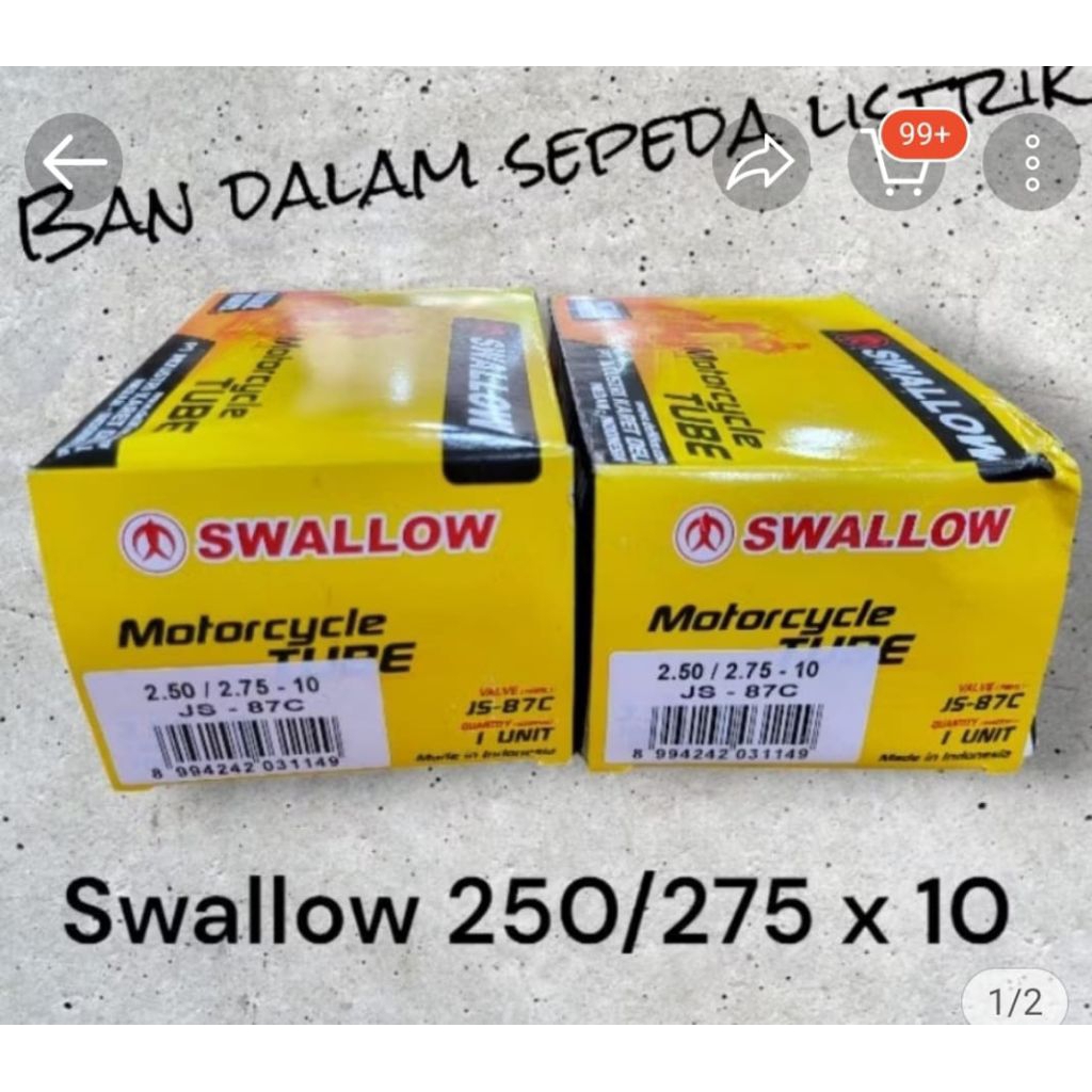 Ban Dalam Motor Sepeda Listrik Swallow 14 x 2.50 2.50/2.75-10 Ring 10 Terbaru