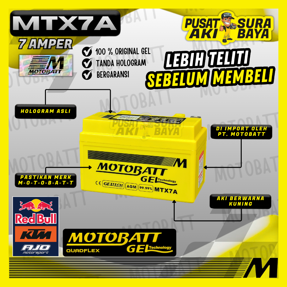 OFFICIAL MOTOBATT GEL MTX7A 7 AH ORIGINAL AKI MOTOR KAWASAKI NINJA 250 ESTRELLA NINJA H2 PULSAR 200 