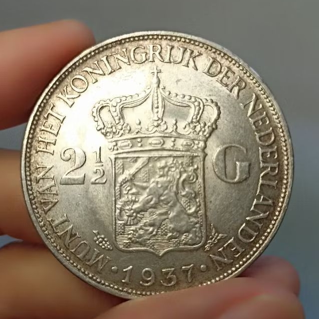 [ASLI] Koin 2½ Gulden 1937 Perak – Ratu Wilhelmina Hindia Belanda Original Silver Coin