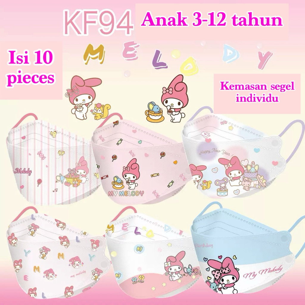 HOT INDIVIDUAL PACKAGING)-MASKER KF94 ANAK 3-12 TAHUN ISI 10PCS (PFE 99%)