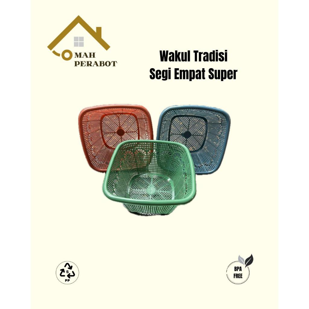 (PAKET HEMAT LUSINAN) WAKUL TRADISI SUPER SEGI EMPAT - BESEK NASI PLASTIK HAJATAN - WADAH NASI KENDU