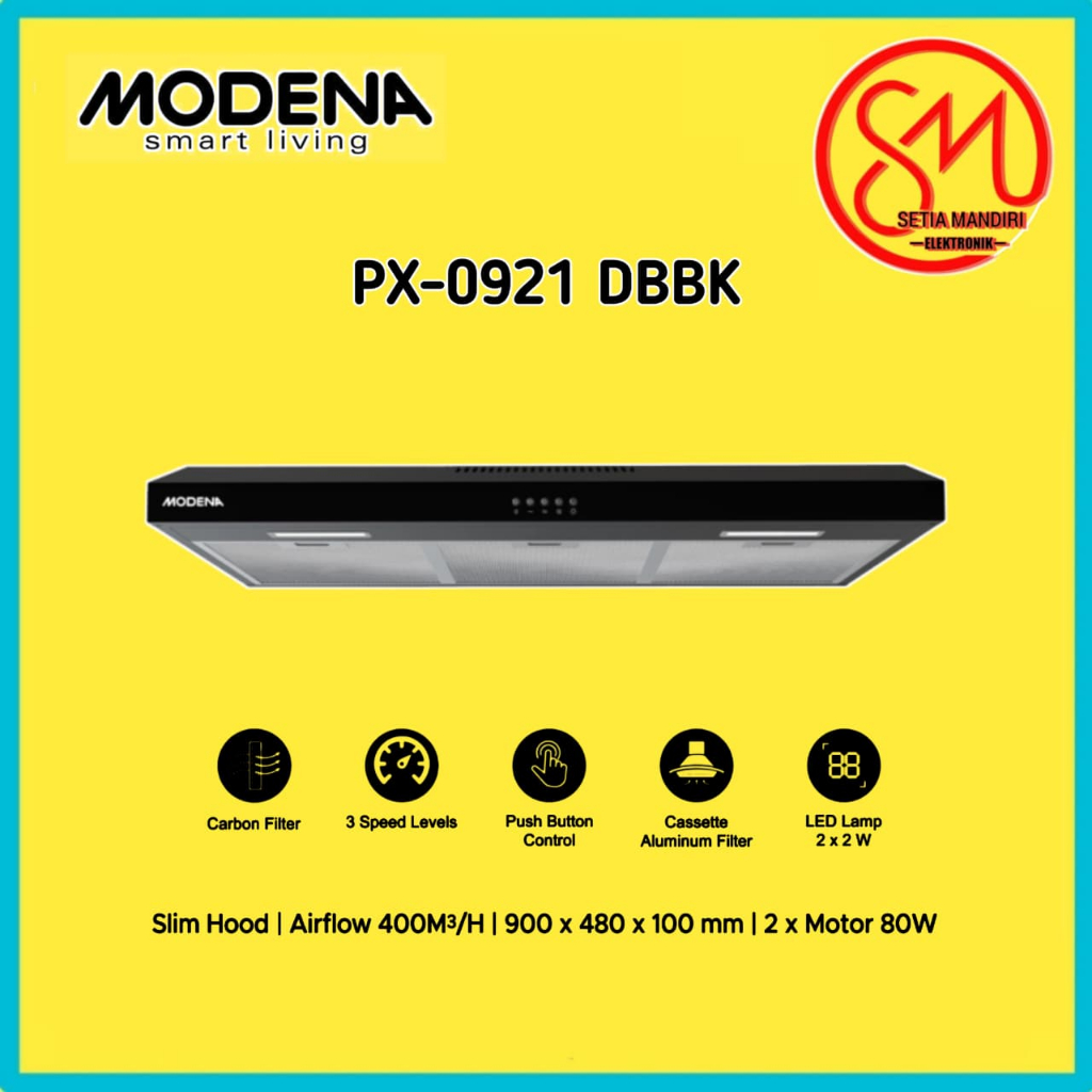 Cooker Hood Modena PX 0921 DBBK - Penghisap Asap Dapur Slim