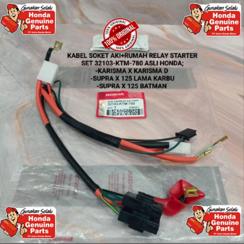 KABEL SOKET AKI+RUMAH RELAY STARTER SET 32103-KTM-780 KARISMA SUPRA 125 ORIGINAL