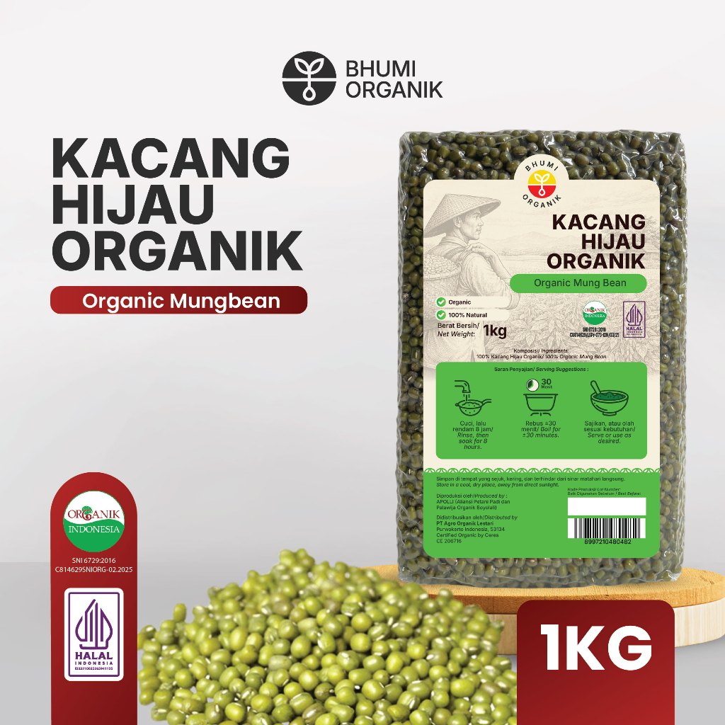 Kacang Hijau Organik Vacuum 1 kg - Ceritanik / Bhumi Organik - Organic Mung Beans - Kacang Hijau Org