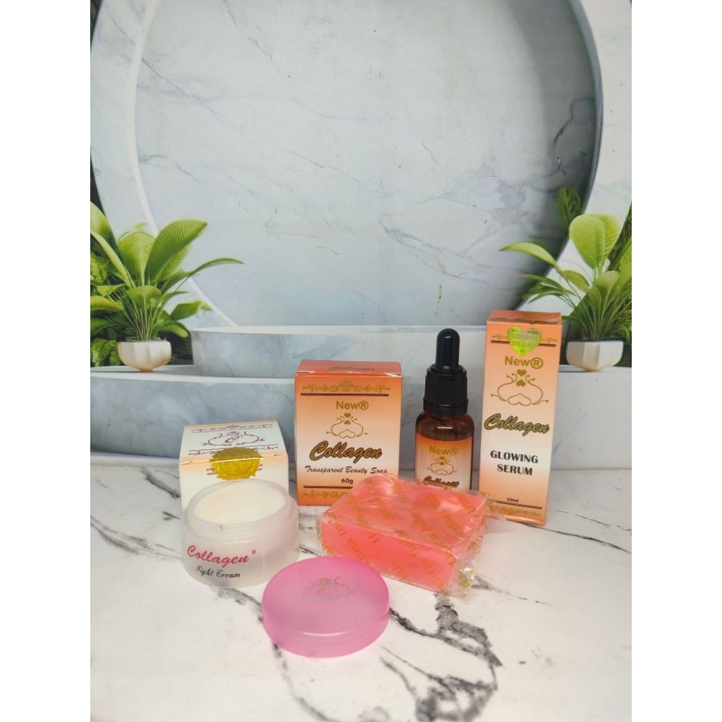 paket 3in1 perawatan wajah cream collagen malam+serum new r+sabun new r