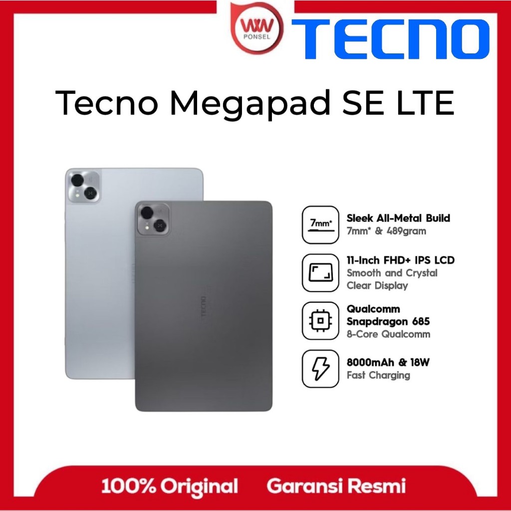 Tablet Tecno Megapad SE LTE Ram 8GB Internal 256GB Garansi Resmi
