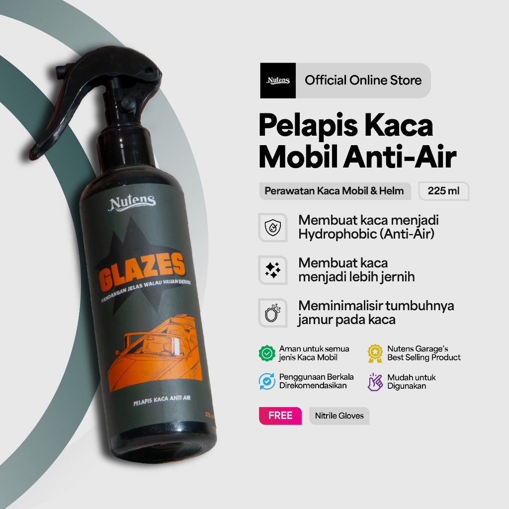 Nutens Glazes - Pelapis Kaca Anti Air Efek Daun Talas Water Repellent