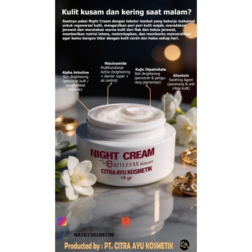 Night Cream Citra Ayu Kosmetik Original