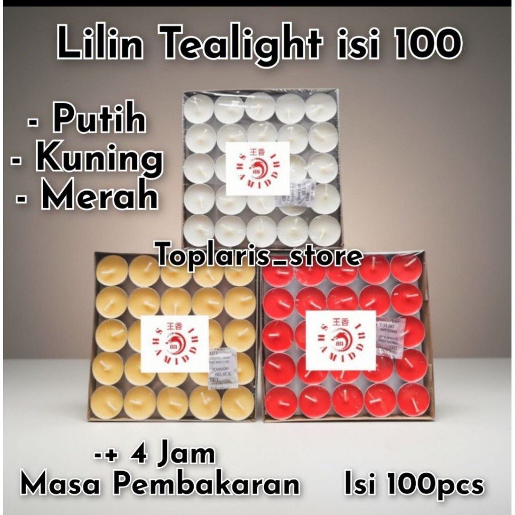 Lilin Merah / Putih / Kuning Isi 100 4 Jam Tealight Candle Aromaterapi