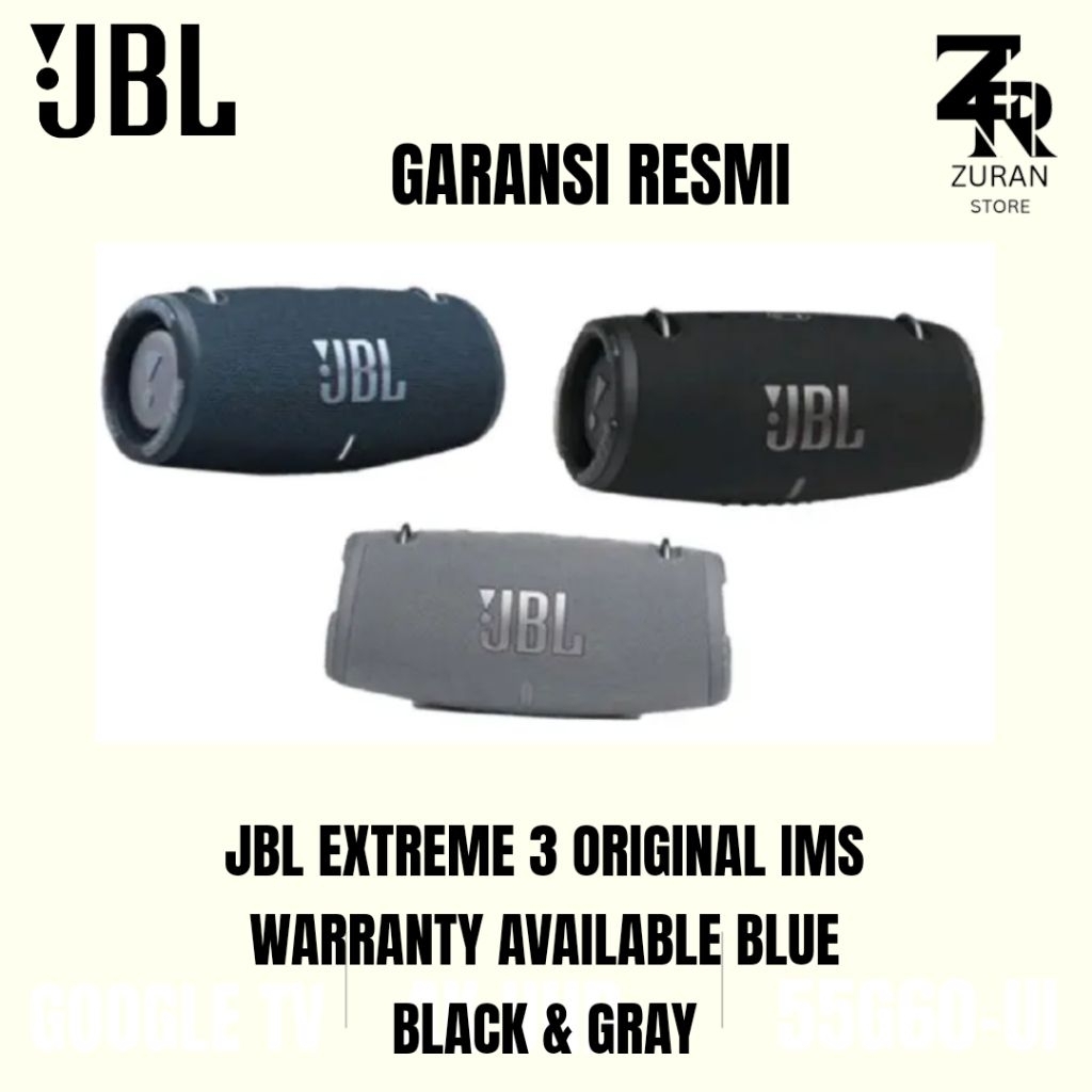 JBL EXTREME 3 PORTABLE SPEAKER BLUETOOTH ORIGINAL IMS WARRANTY BLUE BLACK GRAY