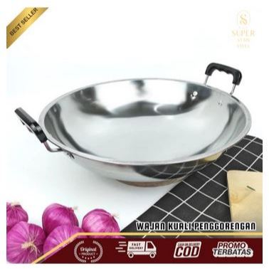 Wajan Kuali Penggorengan Wok Pan Stainless Steel Tebal Anti Lengket Cookware Kitchenware