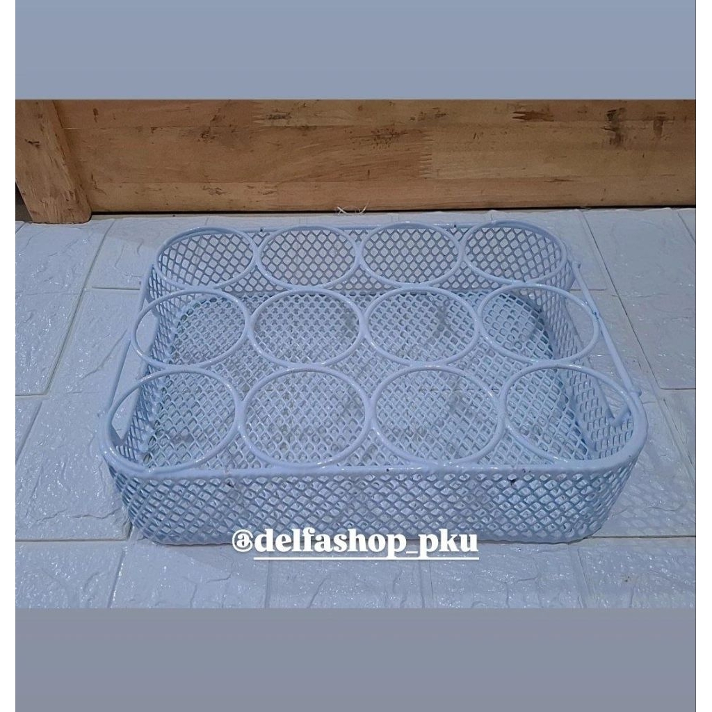 Tempat aqua gelas besi 12 slot