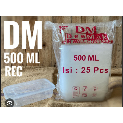 ( 1DUS) Thinwall DM 500 ML Kotak Makanan Thinwall DM 500ml REC (500Pcs)