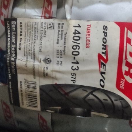 Ban Luar FDR Sport Zevo 140/60-13 Tubeless - Ban Belakang NMAX / PCX 160 / ADV ASLI TEBAL AWET RING 