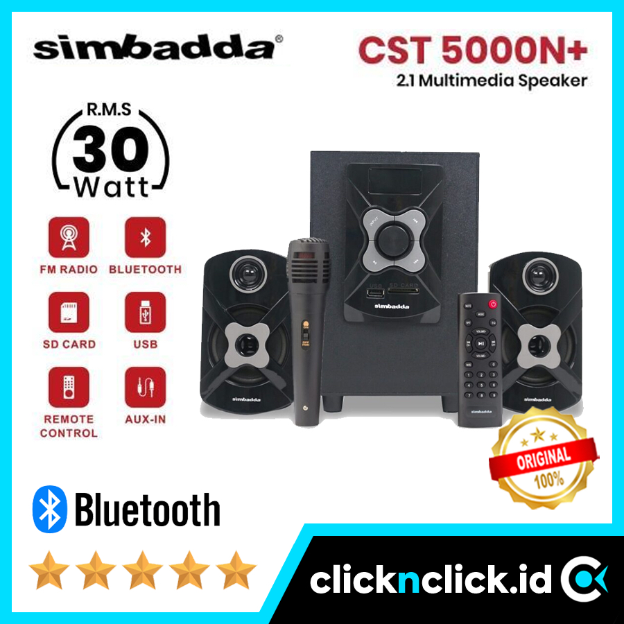 SIMBADDA CST 5000N+ FREE MIC - Speaker Desktop 2.1 Wireless Bluetooth Mic Microphone Mikrofon Subwoo