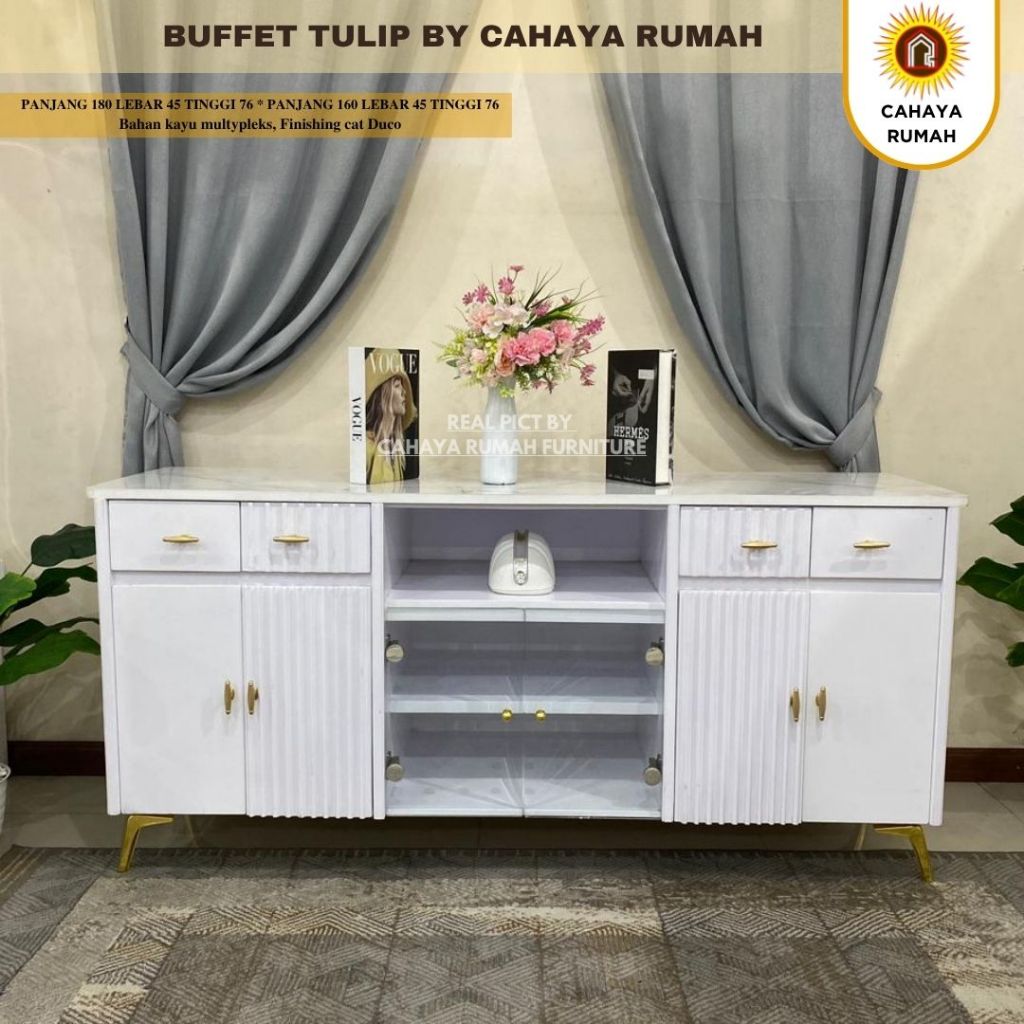 Cahaya Rumah Jalan Baru - Buffet Tv Aesthetic Estetik Tulip - Buffet Tv - Meja Kecil - Meja Tamu - B