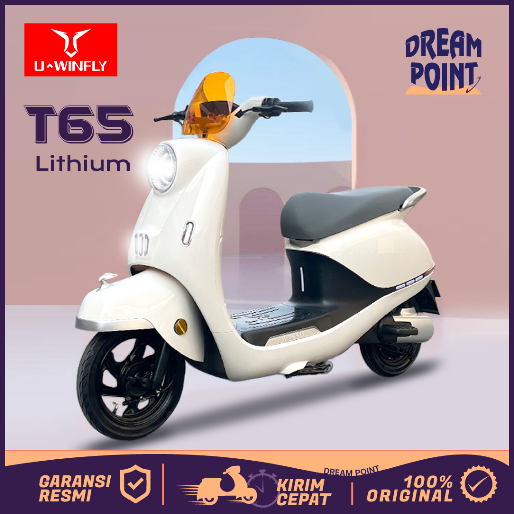 Sepeda Listrik Uwinfly T65 Lithium Model Vespa Sepedah Dewasa Terbaru 2025 Garansi