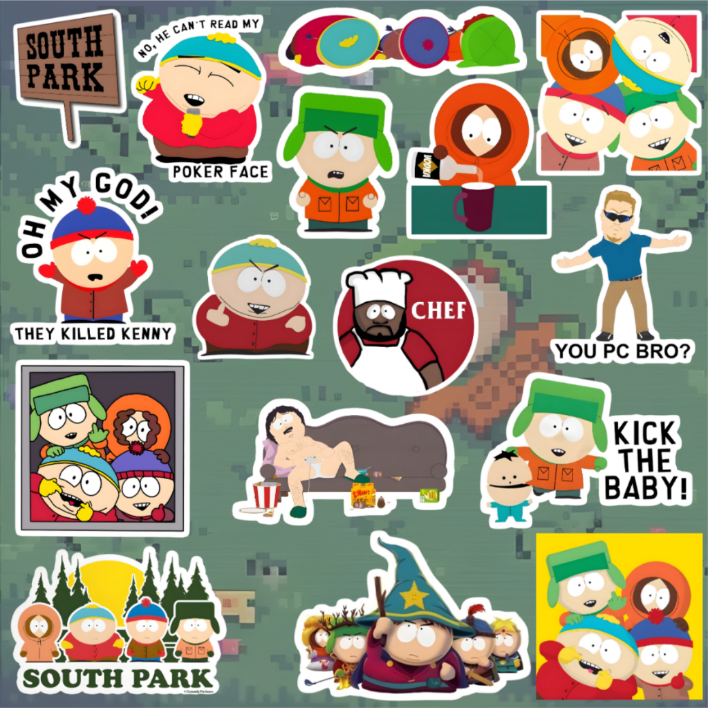 South Park Sticker Vinyl Glossy Pack Premium Tahan Air Anti Sobek untuk Laptop Helm Motor Tumblr Dek