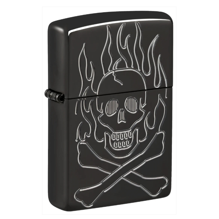 Zippo Original 46930 Flaming Skull (Armor High Polish Black)