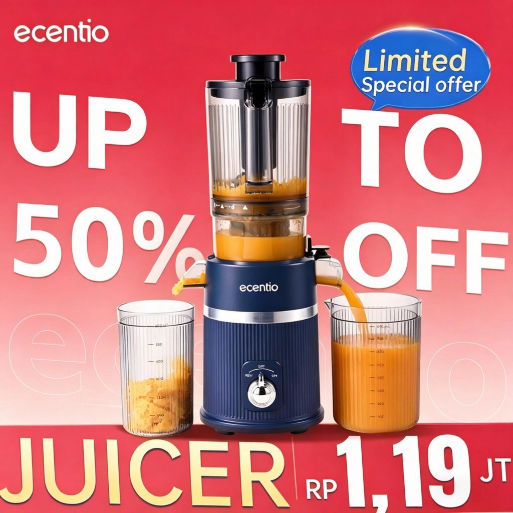 [Special offer] ecentio Slow juicer portable 112mm caliber multifungsi blender 550ml+600ml garansi s