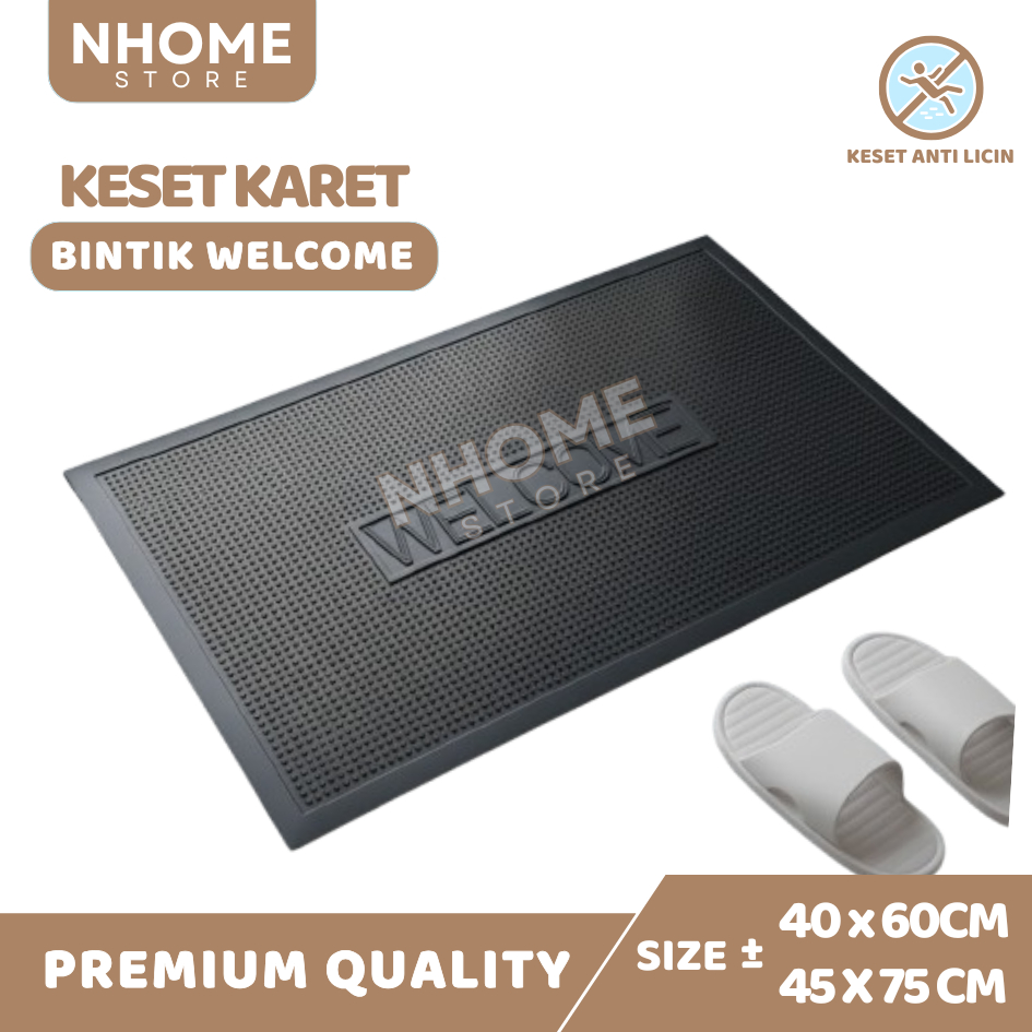Keset Kaki Keset Karet Anti Slip Keset Karet Bintik Welcome