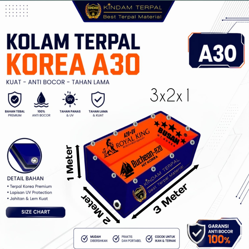 TERPAL KOLAM KOREA 3x2x1 A20 BERGARANSI MURAH | KOLAM TERPAL IKAN LELE, NILA, GURAME