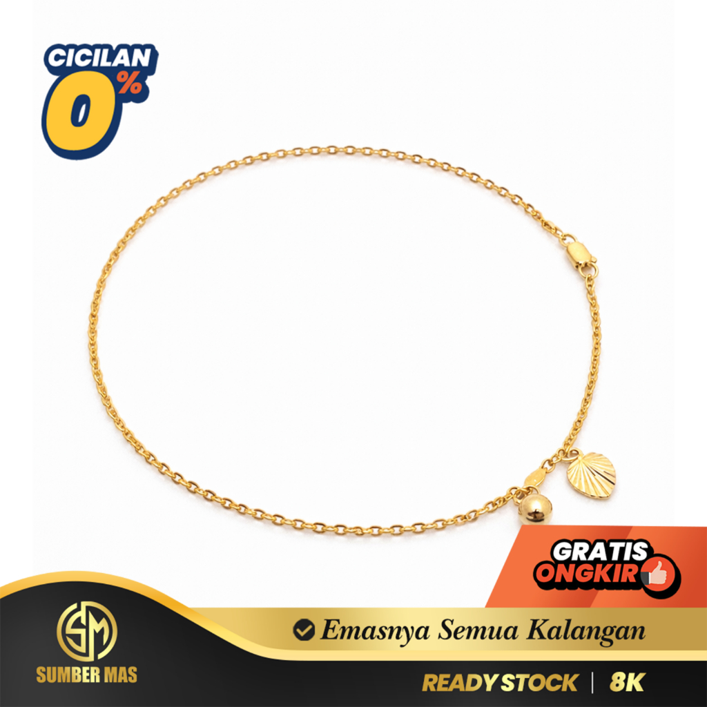 GELANG RANTE EMAS KAKI CASSANO VARIASI BELL FASHION 8K - SUMBER MAS