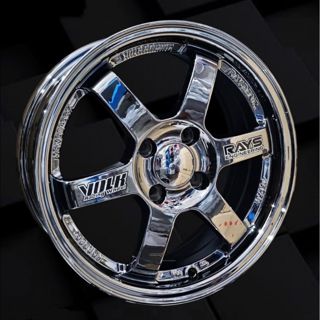 velg TE37 BLACK CHROME r15 lebar 6,5 pcd 4x100 et 42 velg mobil ring 15 pnp mobil agya ayla swift fr