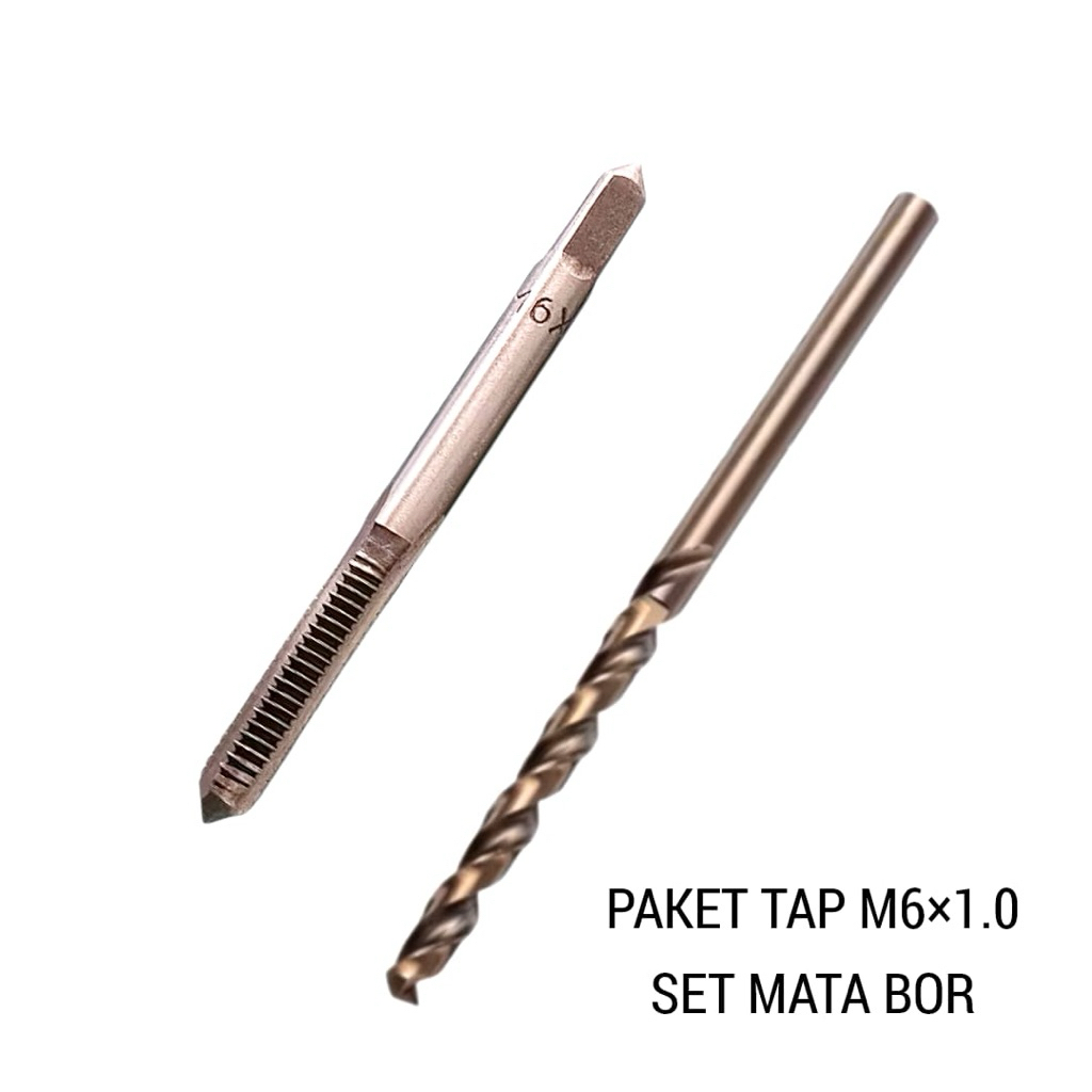 paket tap M6×1.0 set mata bor hss untuk drat baut 10