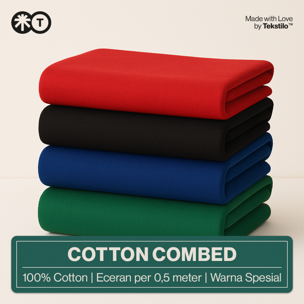 TEKSTILO Kain Cotton Combed 20s / 24s / 30s 0,5 meter Eceran – Bahan Kaos Katun Premium Meteran -  W