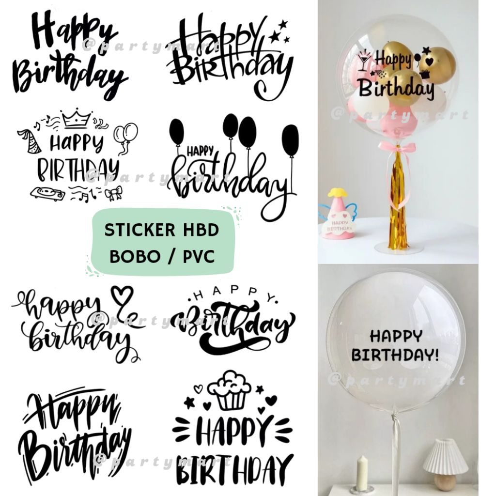 Sticker Balon Bobo PVC Happy Birthday HBD