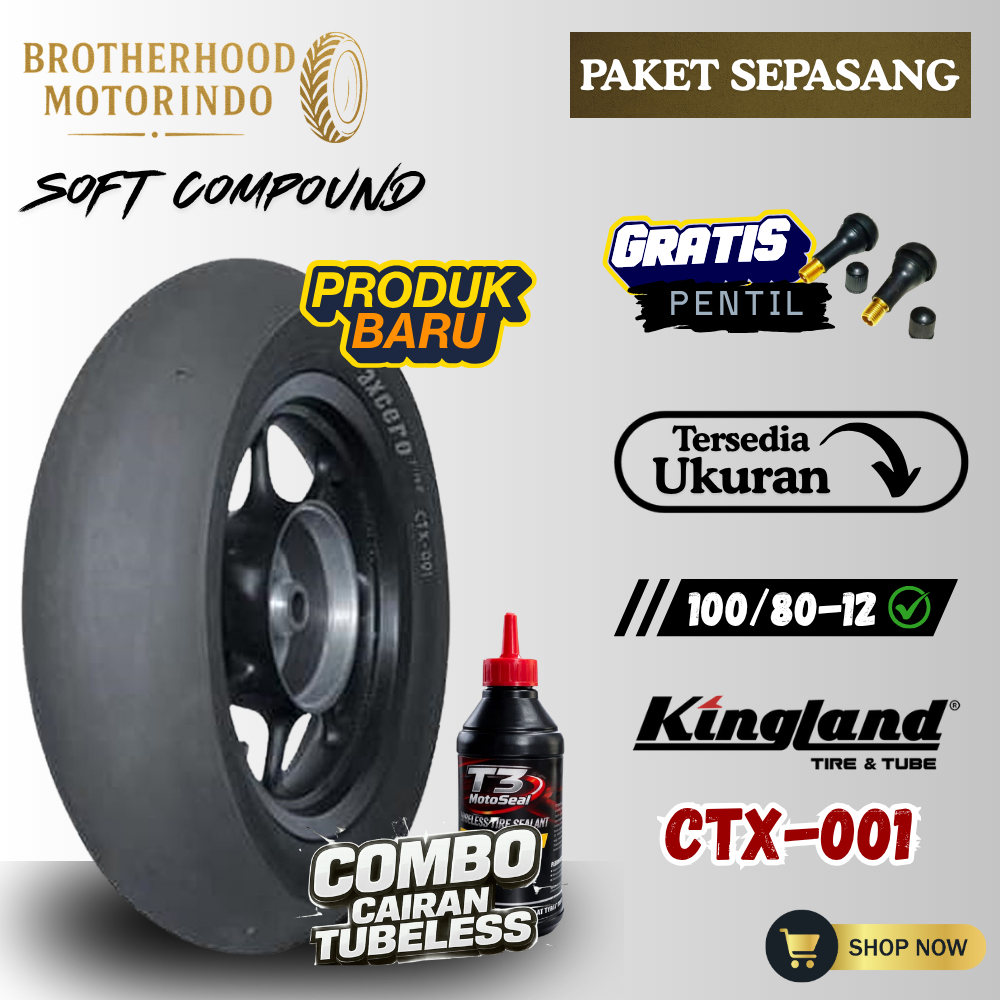 BAN KINGLAND AXCERO CTX 001 TUBELESS RING 12 (100/80-12) BAN BALAP RING 12 / SOFT COMPOUN / BAN RING