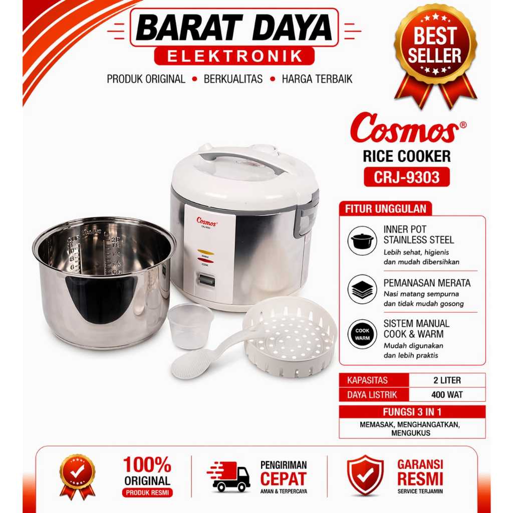 Cosmos Magic Com CRJ9303 – Magic Com 2 Liter Stainless Steel