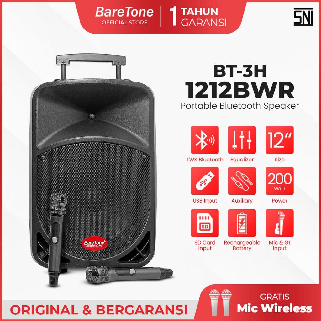 Speaker Portable BareTone Max 12 BWR 12Inch BARETONE BT-3H1212BWR