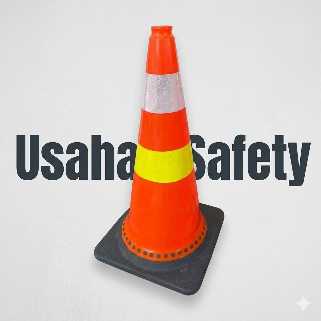 Safety Traffic Cone Lalu Lintas | Kerucut Lalu Lintas 75cm Karet Rubber  Base Hitam Berkualitas