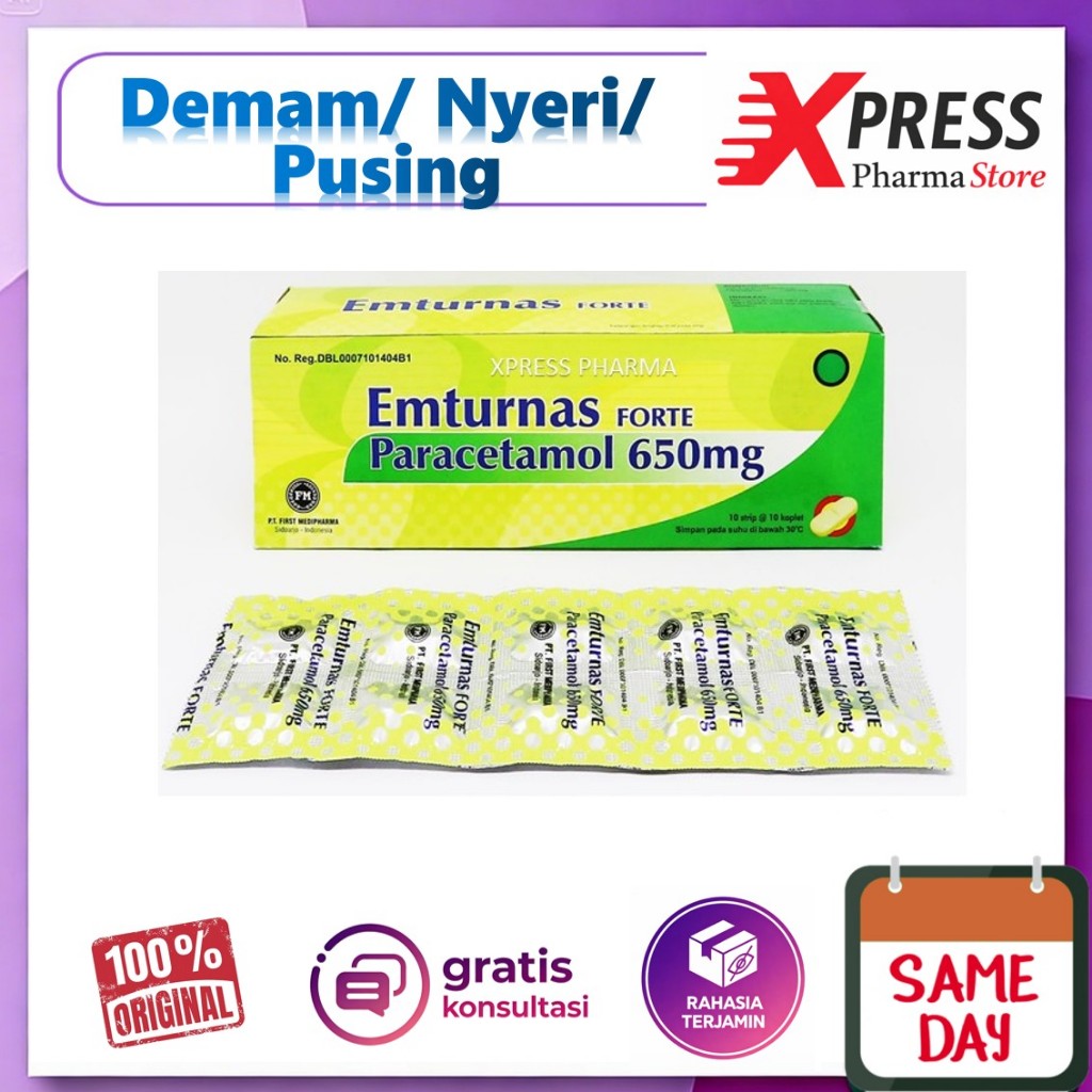 XPRESS  Emturnas Forte 650 mg STRIP Tablet Obat Demam Nyeri Pusing Paracetamol Parasetamol