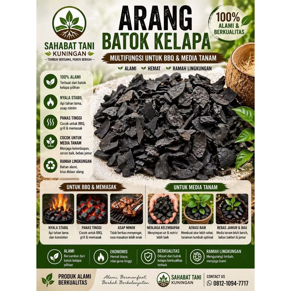 Arang Batok kelapa / arang tempurung kelapa / areng batok kelapa spek resto