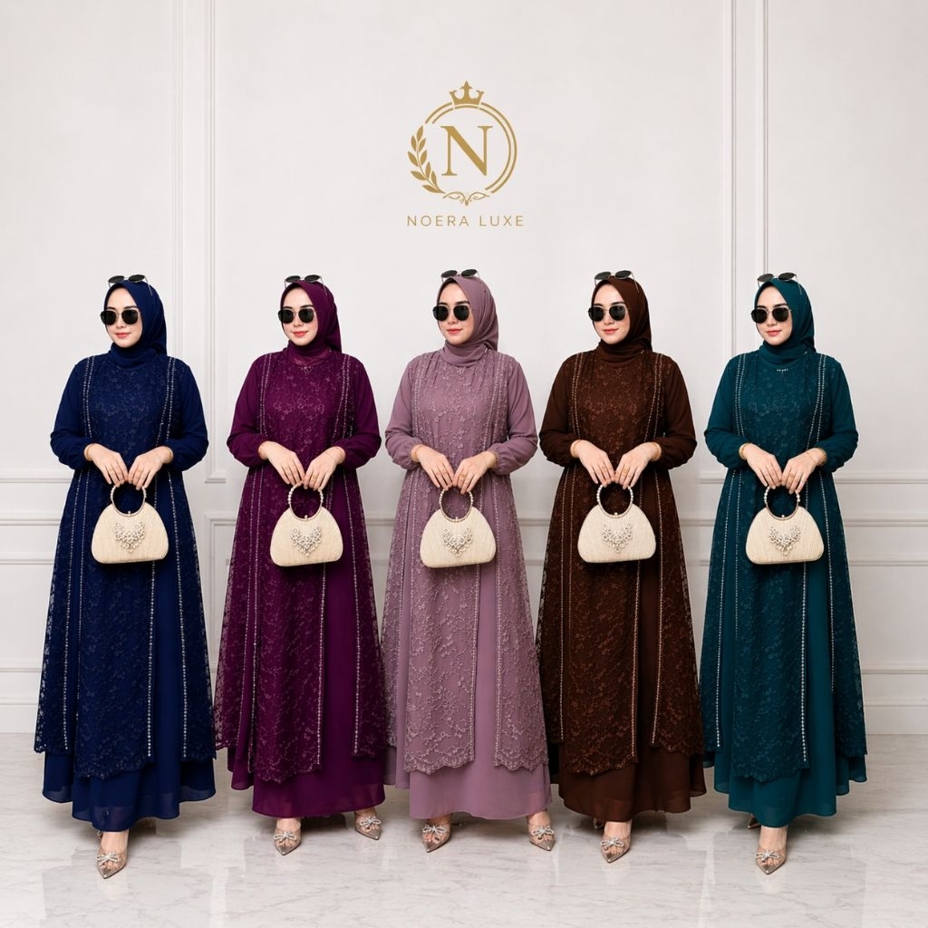 Azaria Dress Gamis Wanita Brokat Premium Elegan Kondangan Pesta Muslimah Modern Terbaru