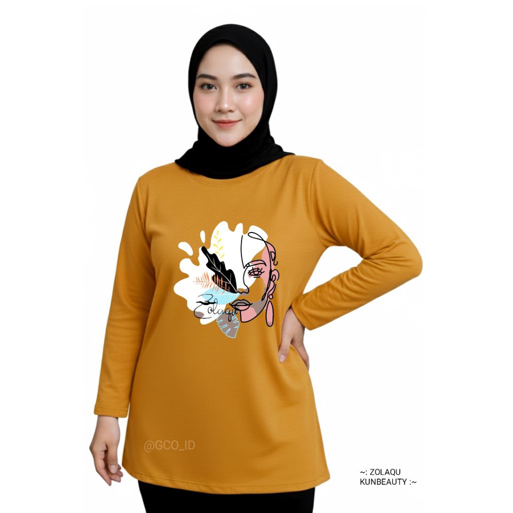 Kaos Oversize Zolaqu Original Kuning Lengan Panjang Katun 24s M-L-XL-XXL Korean Style Distro Kekinia