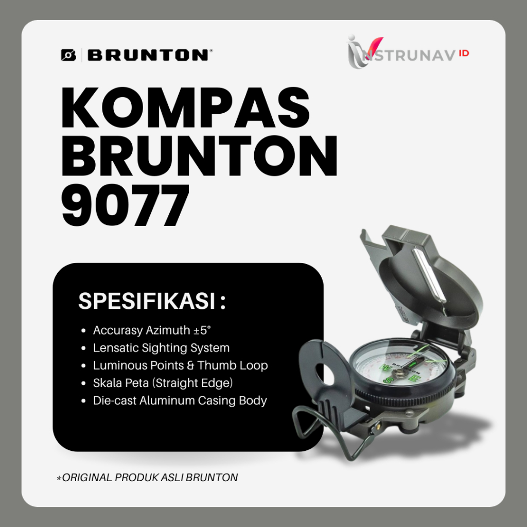 Kompas Geologi Brunton 9077 Classic Military Style Lensatic - Original USA