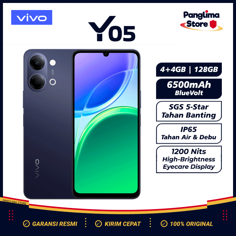 VIVO Y05 4/128GB HP Murah Original 100% Hape Android 1 Jutaan Tahan Banting Handphone Terbaru 2025